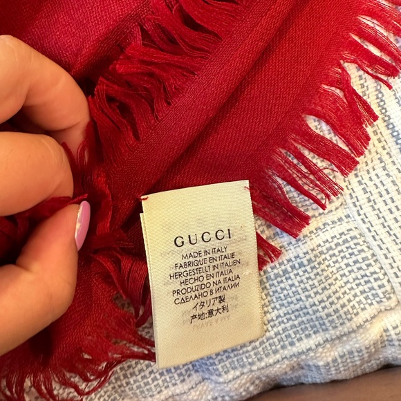 Gucci Red Silk Scarf NWT - Picture 4 of 8